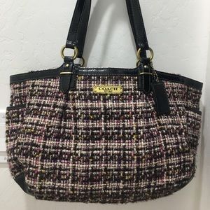 Vintage Coach Gallery Tweed Multi Color Tote